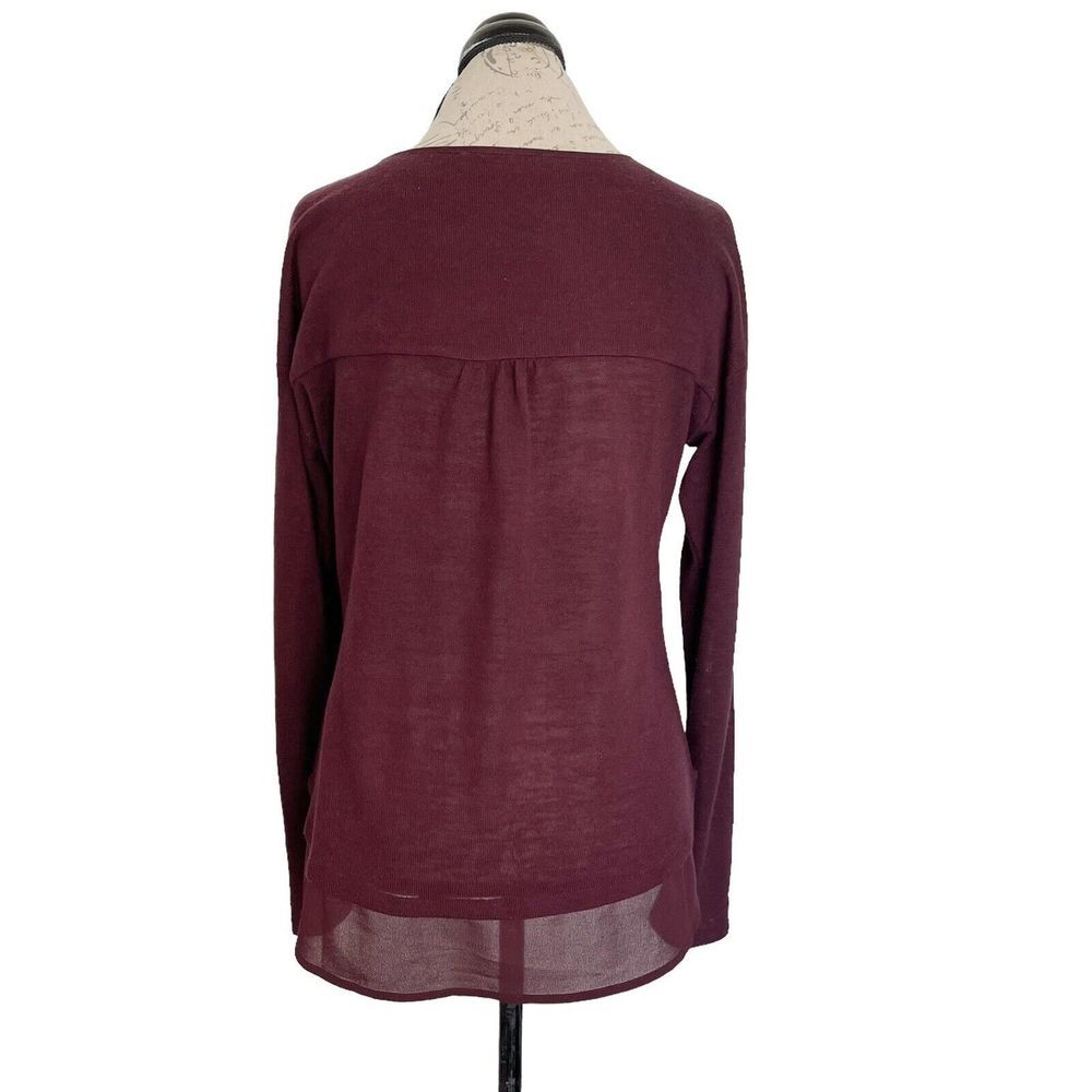 Sanctuary Hanna Blouse Split Neck Knit Top Size Medium Long Sleeve Dressy Boho - Picture 3 of 15